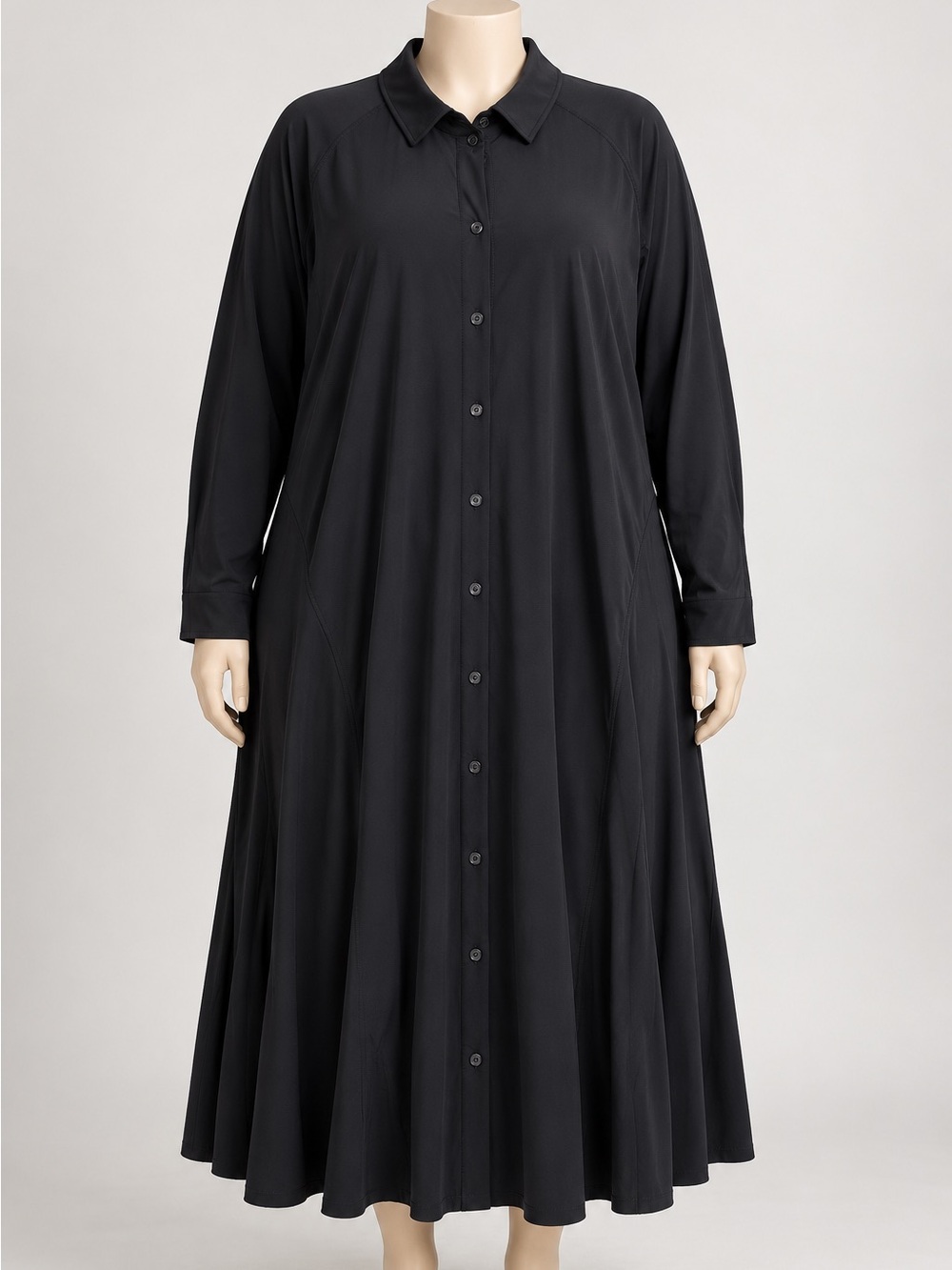 Athleta Cosmic Layer Dress 3X Black Button Front Midi Shirt Dress